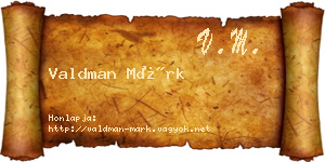 Valdman Márk névjegykártya
